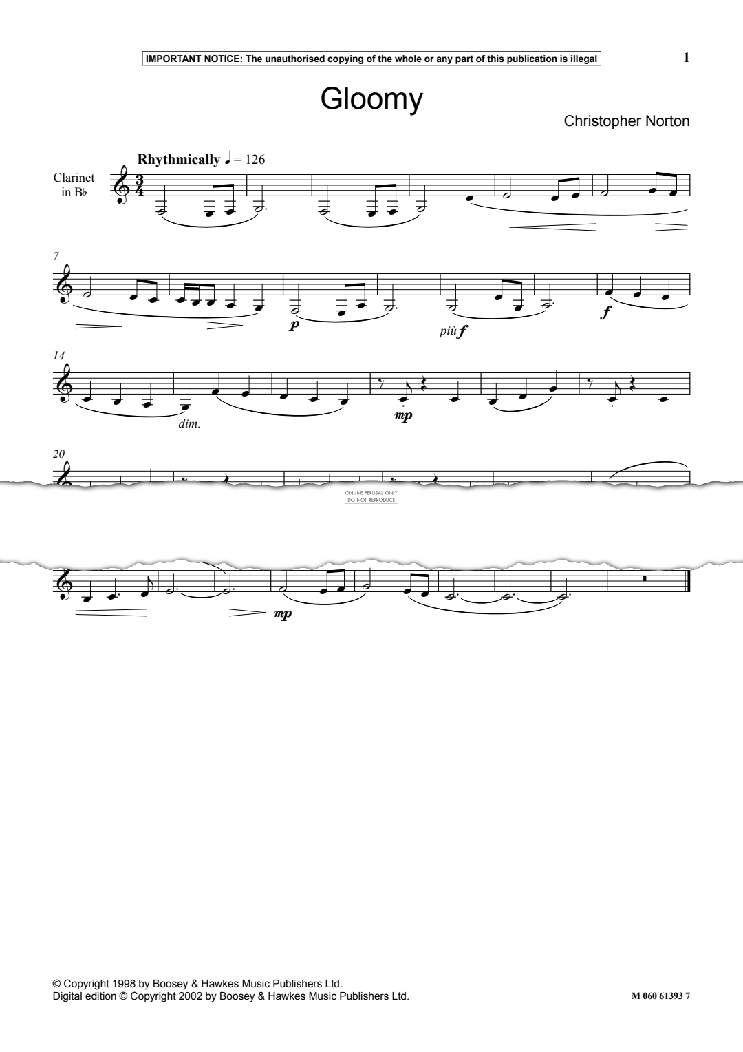 Produktgalerie: Seite 1 von 1 Gloomy, Christopher Norton, Klarinette, Klavier