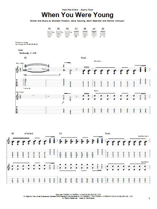 Produktgalerie: Seite 1 von 1 When You Were Young, The Killers, Gitarre
