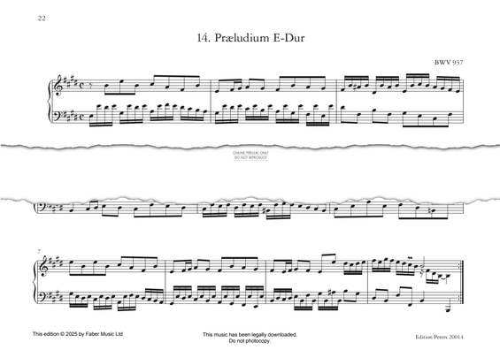 Produktgalerie: Seite 1 von 1 Præludium E-Dur, E major, BWV 937, Johann Sebastian Bach, Klavier