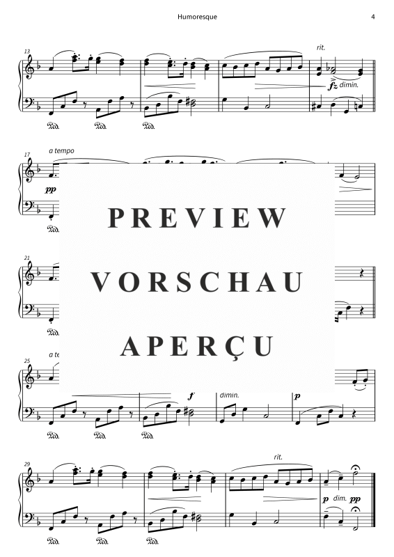 Produktgalerie: Seite 6 von 6 Humoresque - Op. 101 No. 7 - Easy-to-play piano version in F major, , Klavier Solo