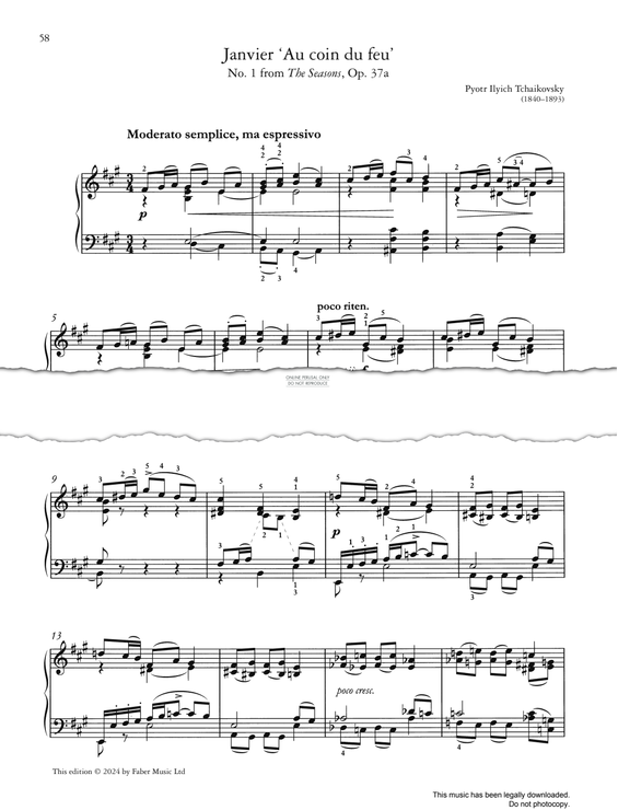 Produktgalerie: Seite 1 von 1 Janvier ‘Au coin du feu’ (No. 1 from The Seasons, Op. 37a), Pyotr Ilyich Tchaikovsky, Klavier