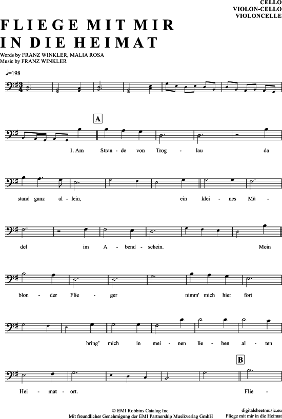 Produktgalerie: Seite 1 von 4 Fliege Mit Mir In Die Heimat , Troglauer Buam, (Violon-Cello)