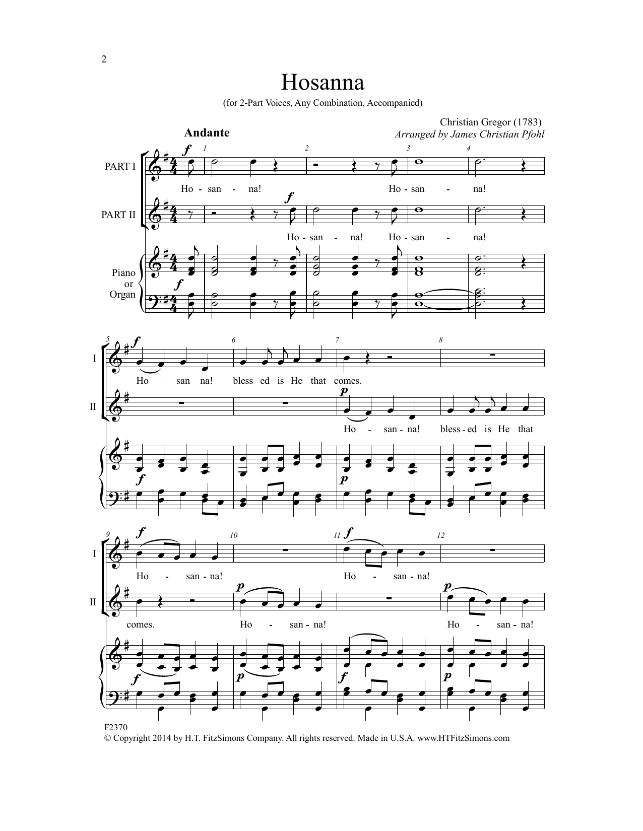 Produktbild zu: Hosanna (arr. James Christian Pfohl)