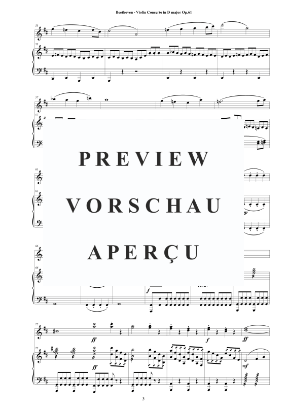 Produktgalerie: Seite 4 von 11 Violin Concerto in D major Op.61 for Violin and Piano - Score and Part, , Violine und Klavier
