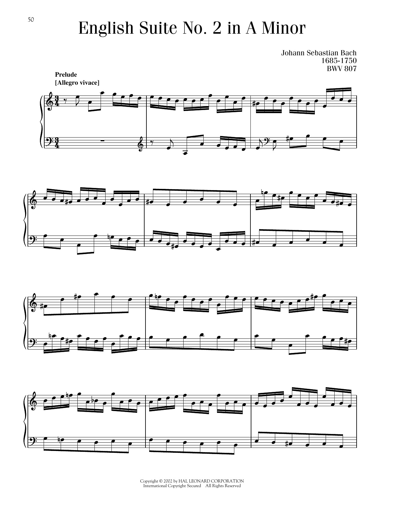 Produktgalerie: Seite 1 von 1 English Suite No. 2, BWV 807, Johann Sebastian Bach, Klavier