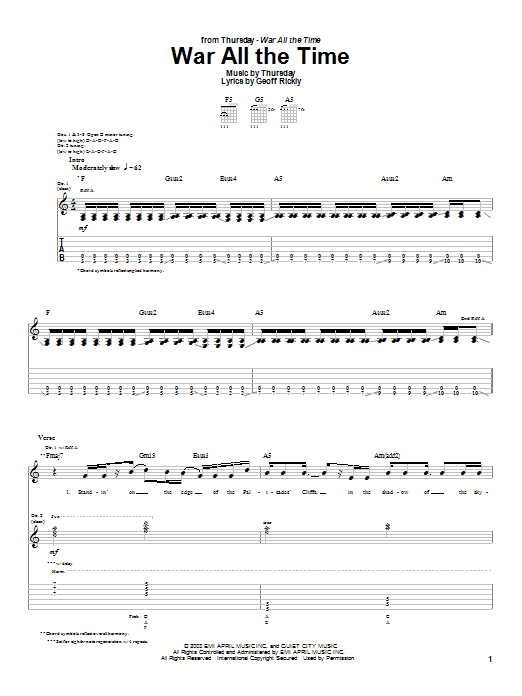 Produktgalerie: Seite 1 von 1 War All The Time, Thursday, Gitarre