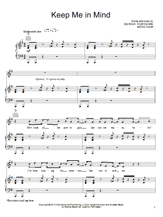 Produktgalerie: Seite 1 von 1 Keep Me In Mind, Zac Brown Band, Gesang, Gitarre, Klavier