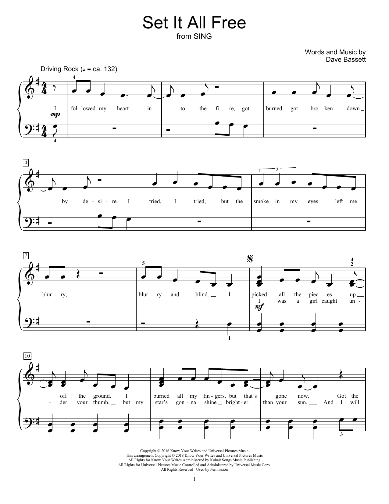 Produktbild zu: Set It All Free (from Sing) (arr. Mona Rejino)