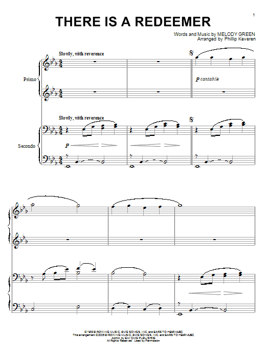 Product picture to: There Is A Redeemer (arr. Phillip Keveren)