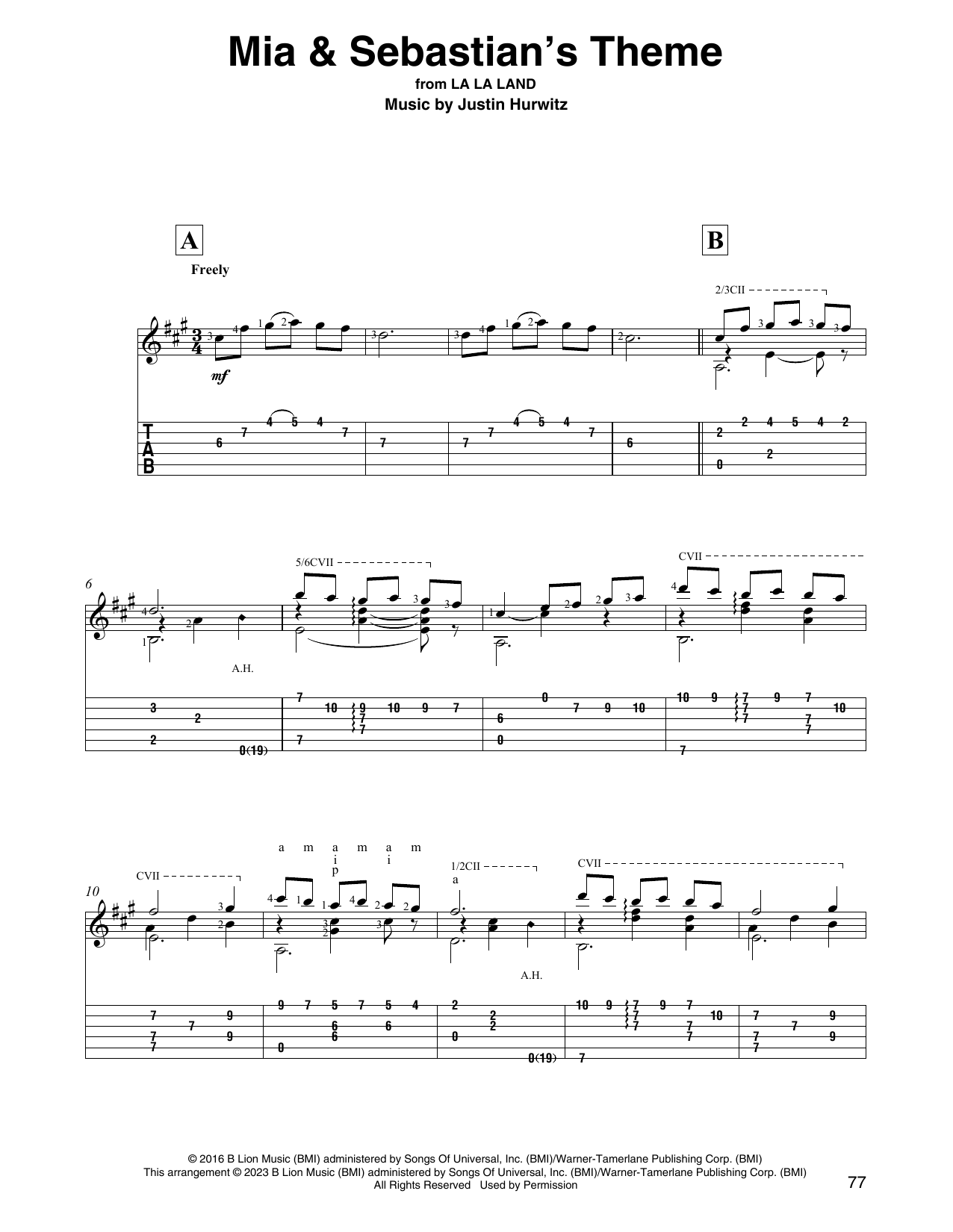 Product picture to: Mia & Sebastian's Theme (from La La Land) (arr. David Jaggs)