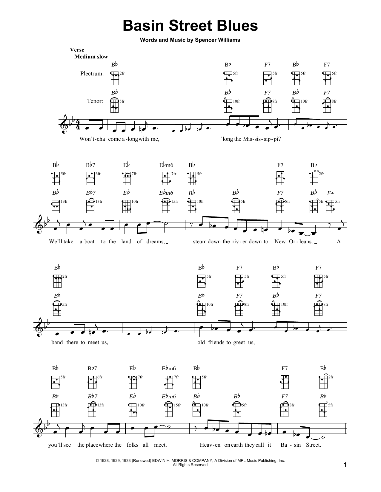 Produktgalerie: Seite 1 von 1 Basin Street Blues, Spencer Williams, Banjo