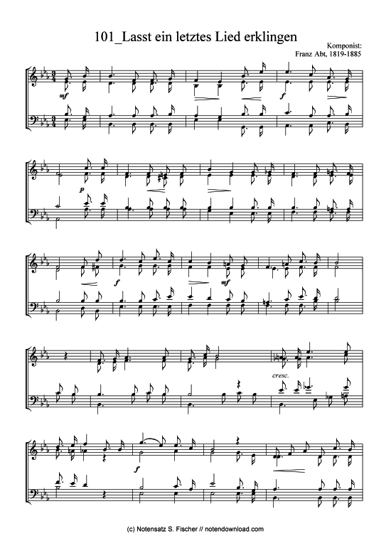 Product picture to: Lasst ein letztes Lied erklingen Franz Abt, 1819-1885