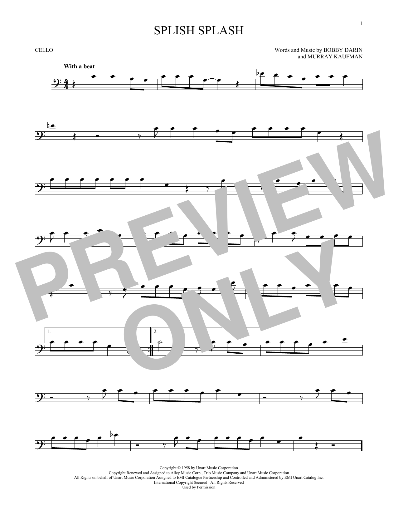 Produktgalerie: Seite 1 von 1 Splish Splash, Bobby Darin, Violoncello