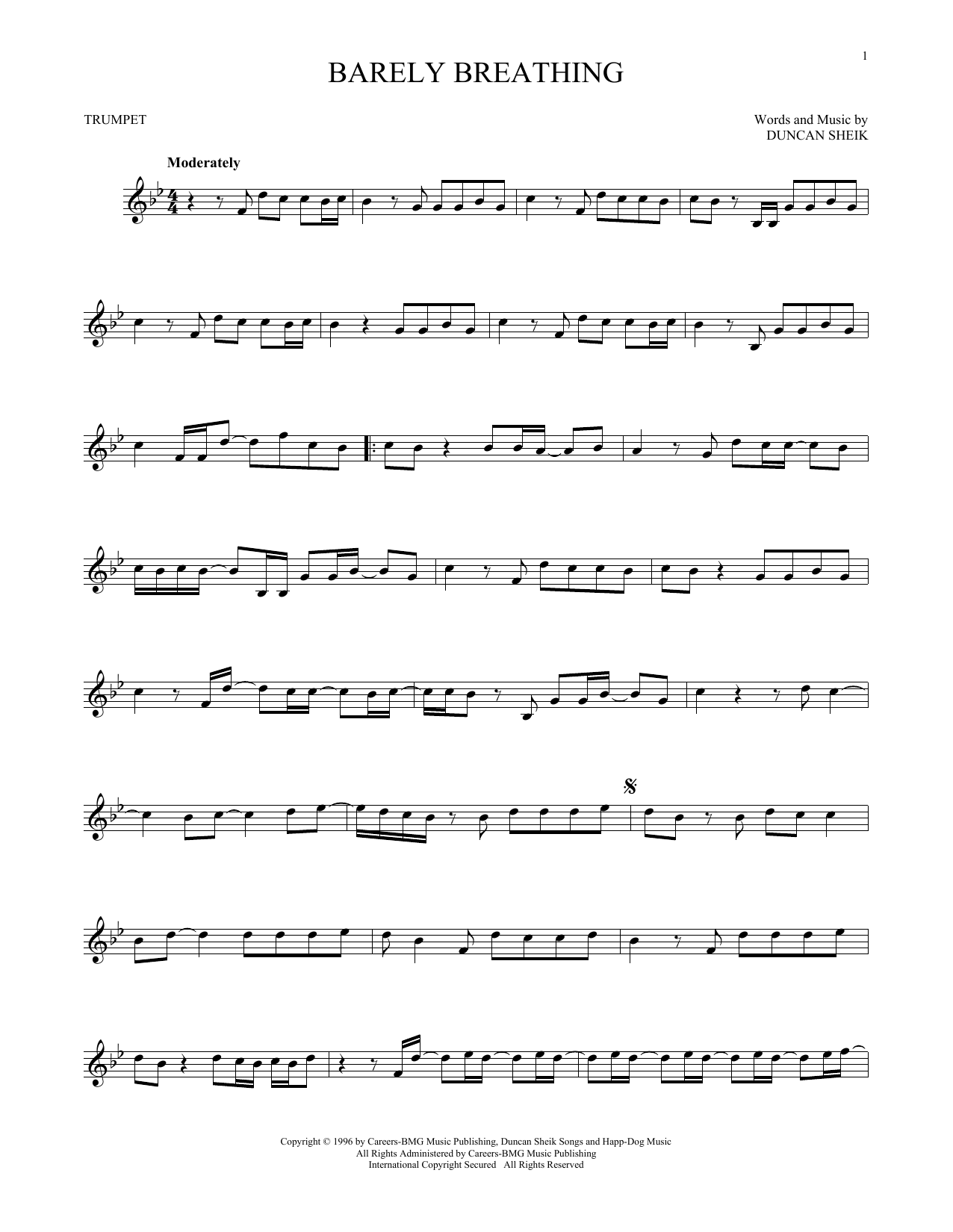 Produktgalerie: Seite 1 von 1 Barely Breathing, Duncan Sheik, Trompete