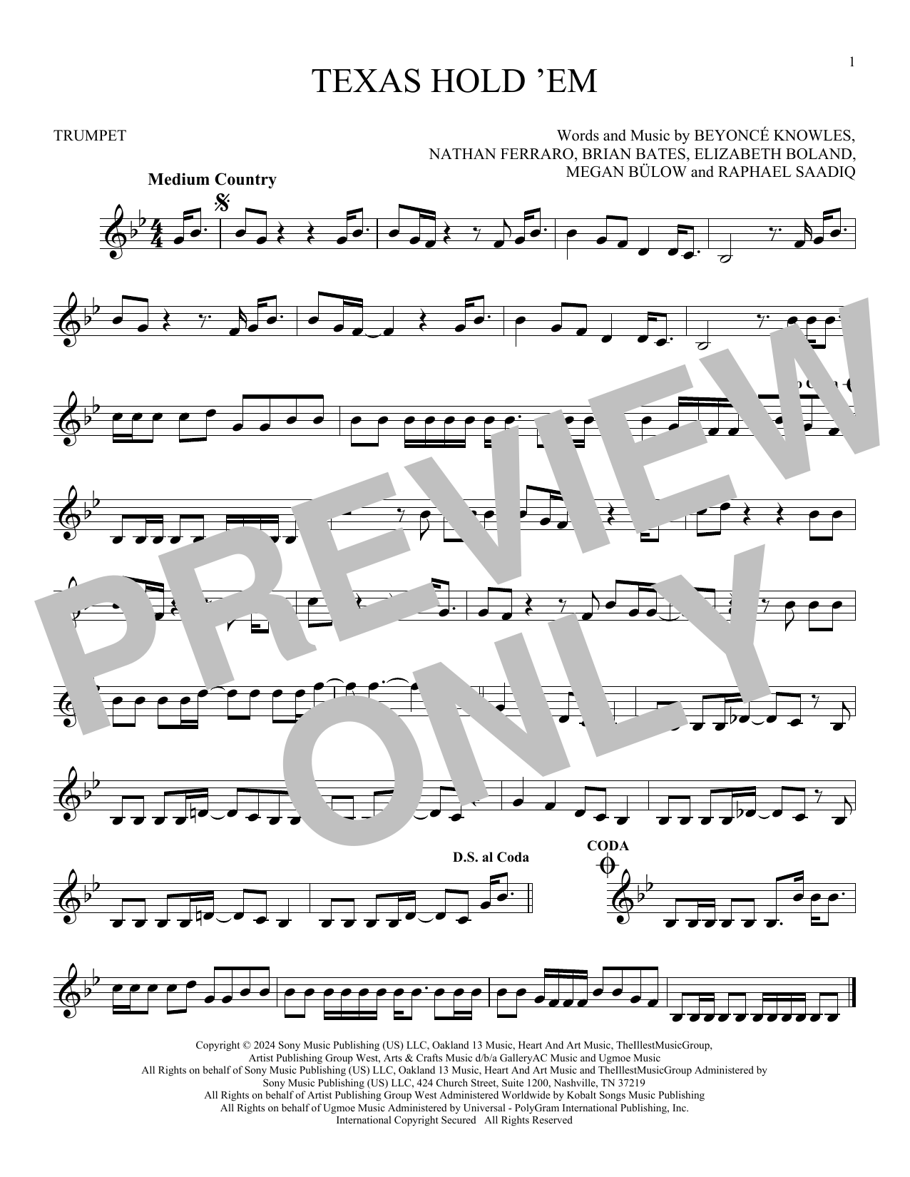 Produktgalerie: Seite 1 von 1 Texas Hold 'Em, Beyoncé, Trompete