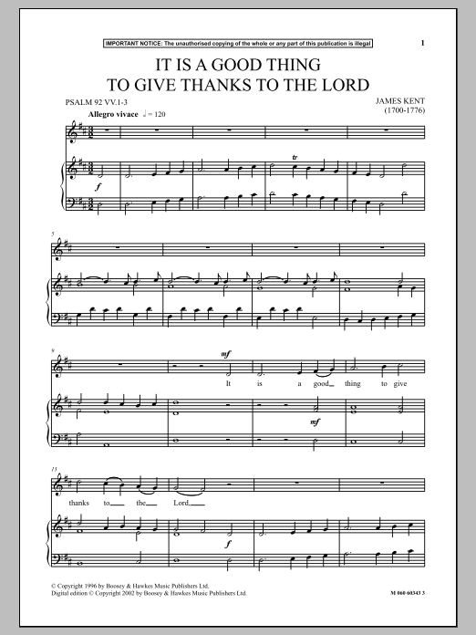 Produktbild zu: It Is A Good Thing To Give Thanks To The Lord