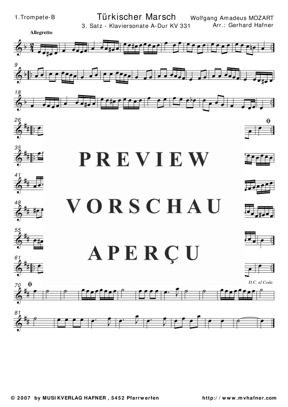 Produktgalerie: Seite 8 von 11 Türkischer Marsch, , (Blechbläser Quintett)