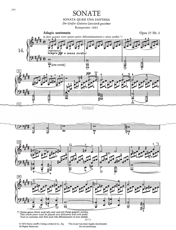 Produktbild zu: Piano Sonata No. 14 In C# Minor, Op.27 No.2 (Moonlight Sonata)