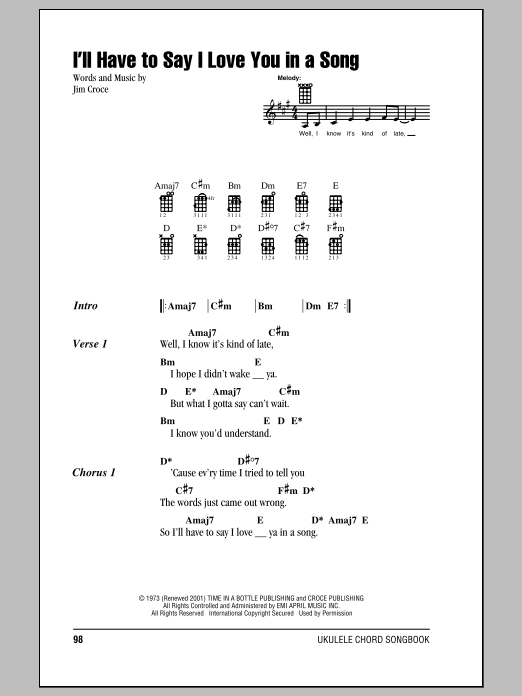Product gallery: Page 1 of 1 I'll Have To Say I Love You In A Song, Jim Croce