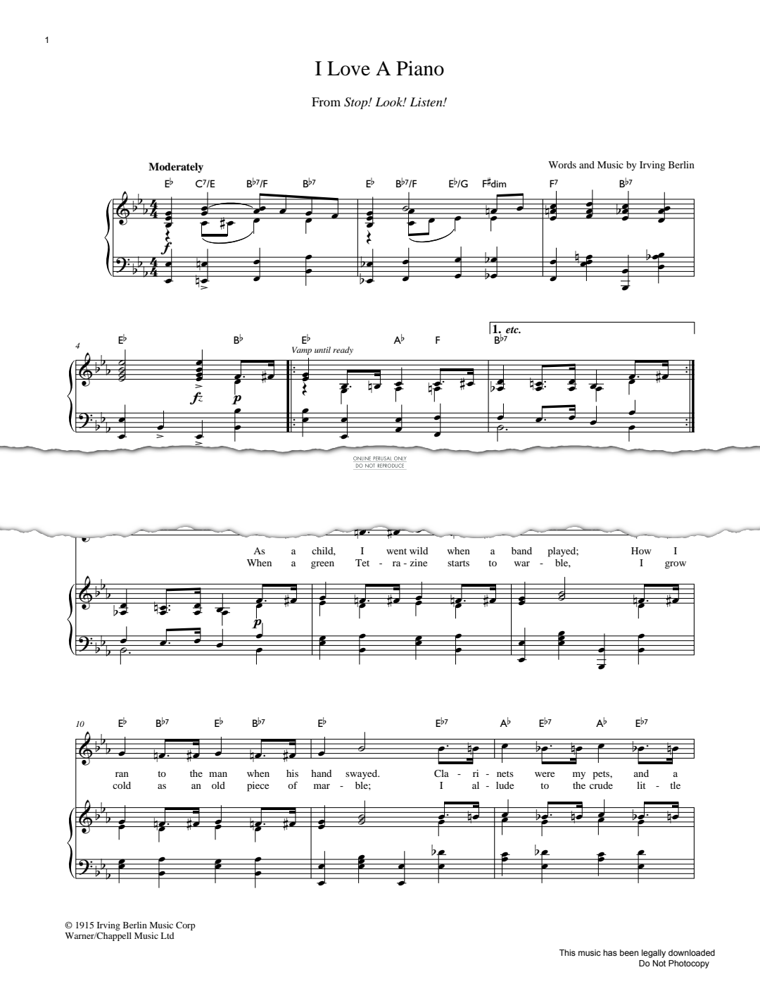 Produktgalerie: Seite 1 von 1 I Love A Piano, Irving Berlin, Gesang, Klavier