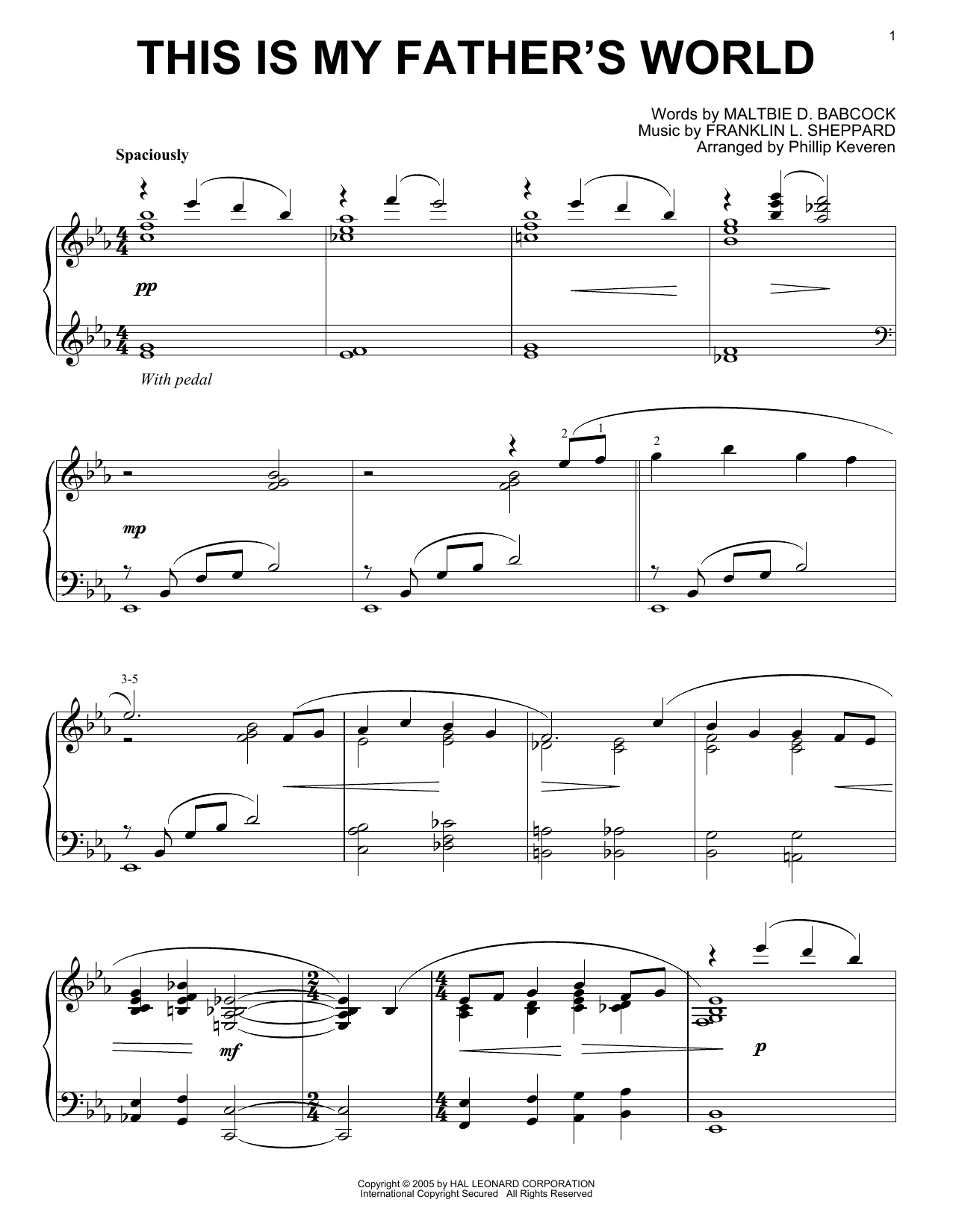 Product picture to: This Is My Father's World [Jazz version] (arr. Phillip Keveren)