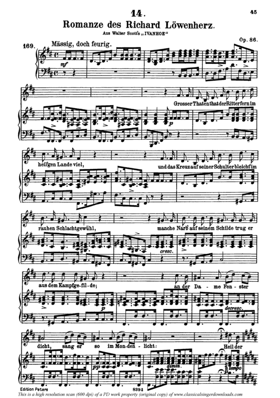 Product picture to: Romanze des Richard Löwenherz D.856Franz Schubert