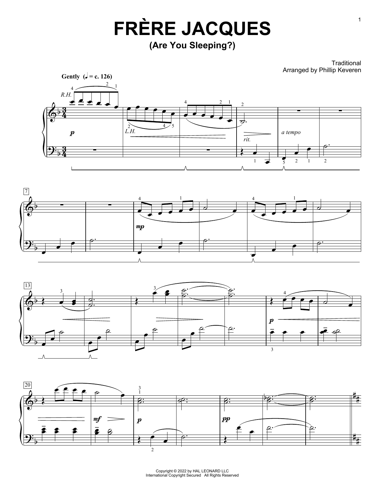Produktbild zu: Frere Jacques (Are You Sleeping?) (arr. Phillip Keveren)
