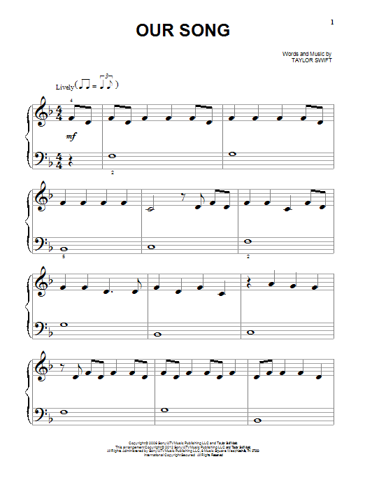 Produktgalerie: Seite 1 von 1 Our Song, Taylor Swift, Klavier