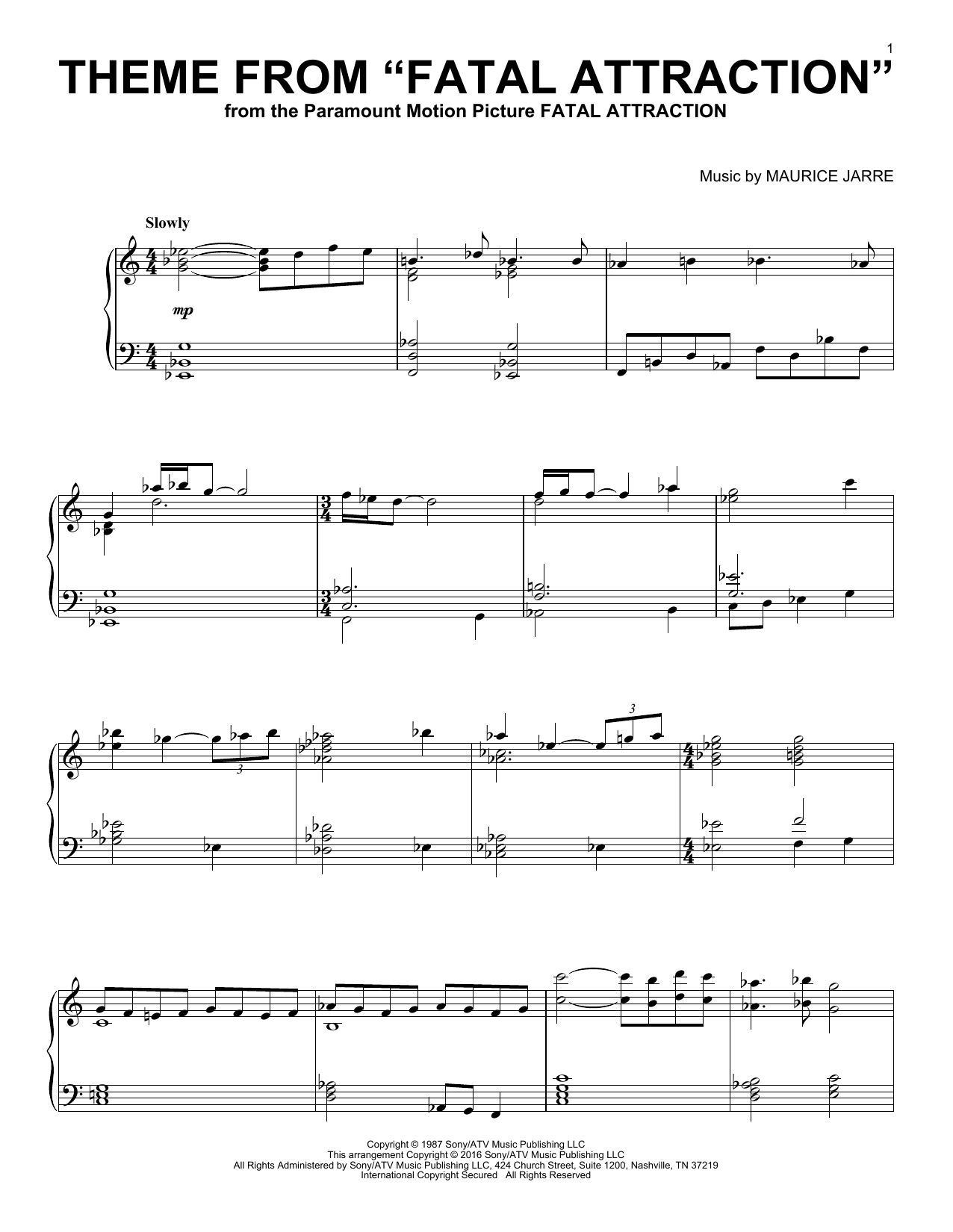Product gallery: Page 1 of 1 Theme From Fatal Attraction, Maurice Jarre