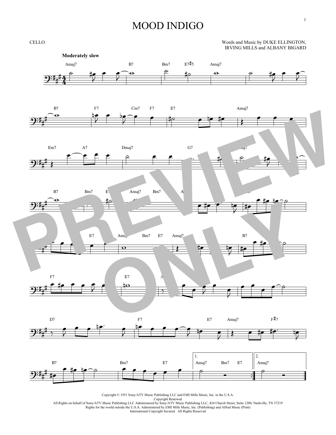 Produktgalerie: Seite 1 von 1 Mood Indigo, Duke Ellington, Violoncello