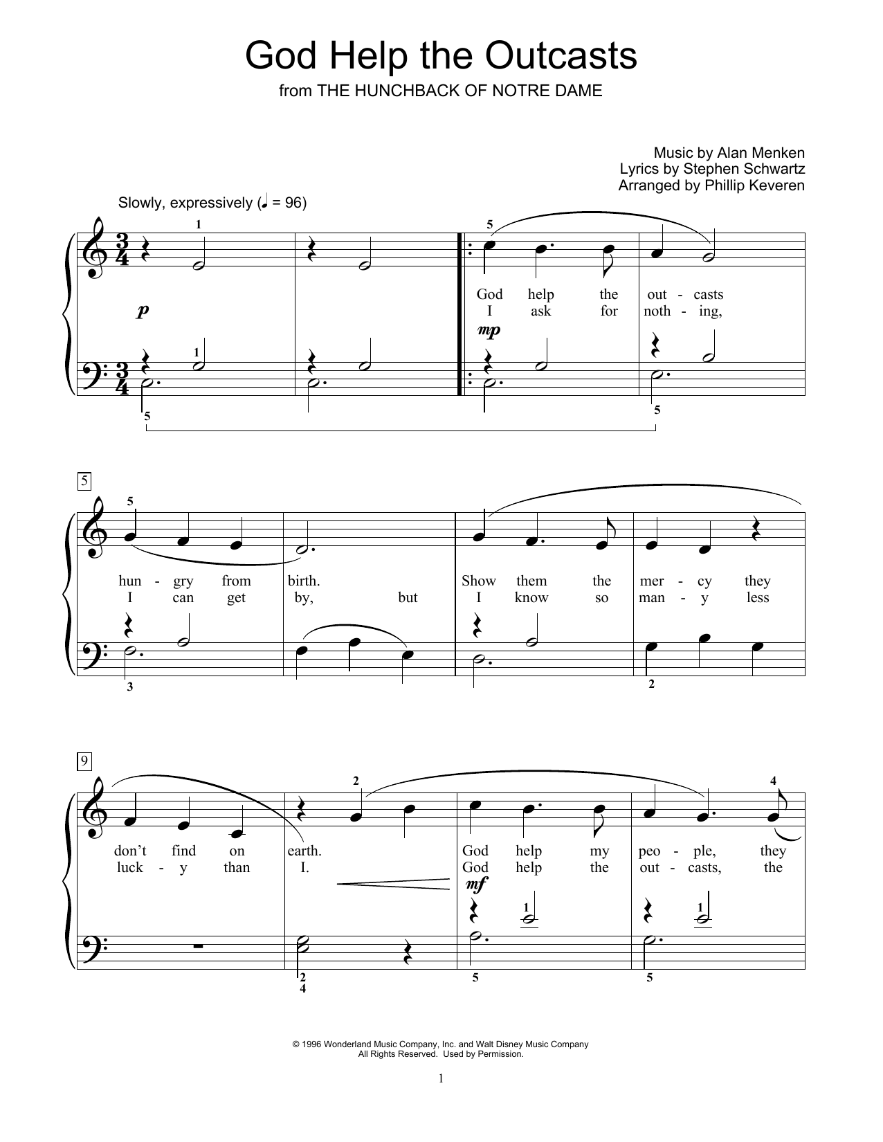 Produktbild zu: God Help The Outcasts (from The Hunchback Of Notre Dame) (arr. Phillip Keveren)