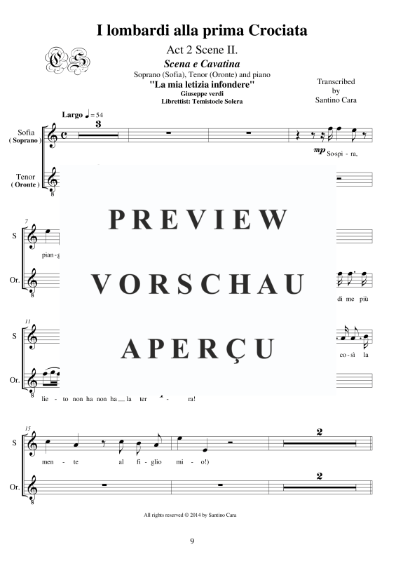 Produktgalerie: Seite 10 von 11 I Lombardi - (Act 2-II) 'La mia letizia infondere', , Sopran, Tenor und Klavier