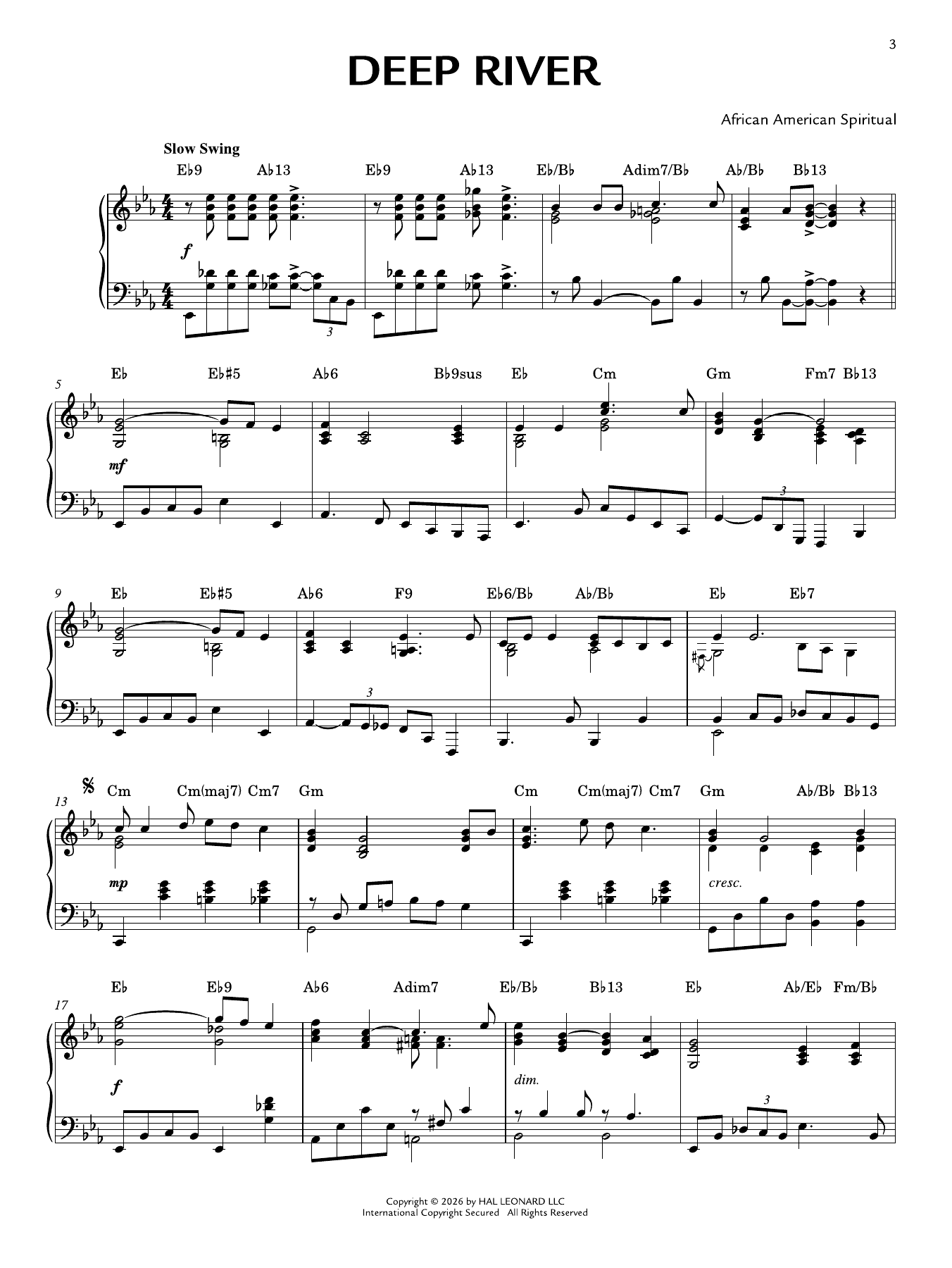 Produktgalerie: Seite 1 von 1 Deep River [Jazz version] (arr. Brent Edstrom), African American Spiritual, Klavier