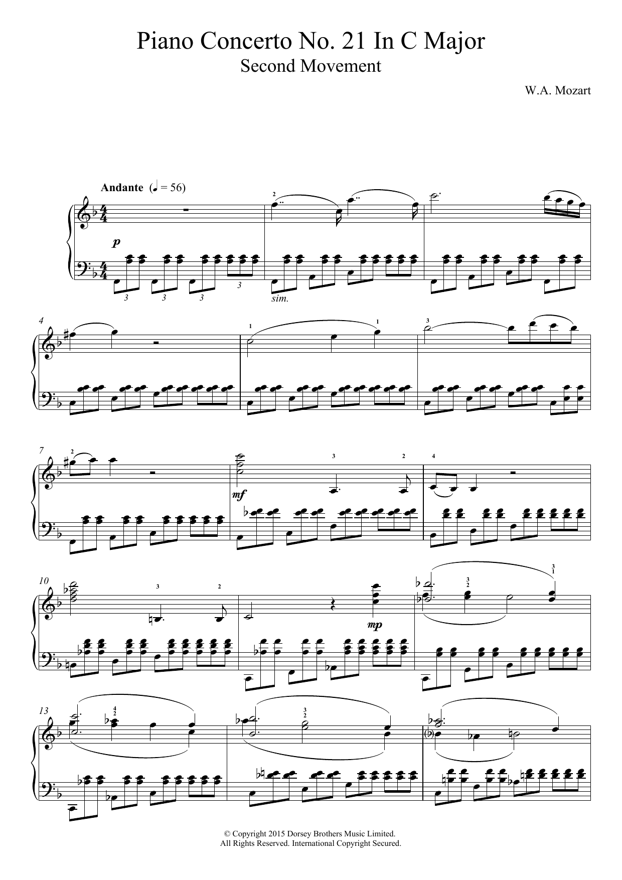 Produktbild zu: Piano Concerto No. 21 In C Major (Second Movement)