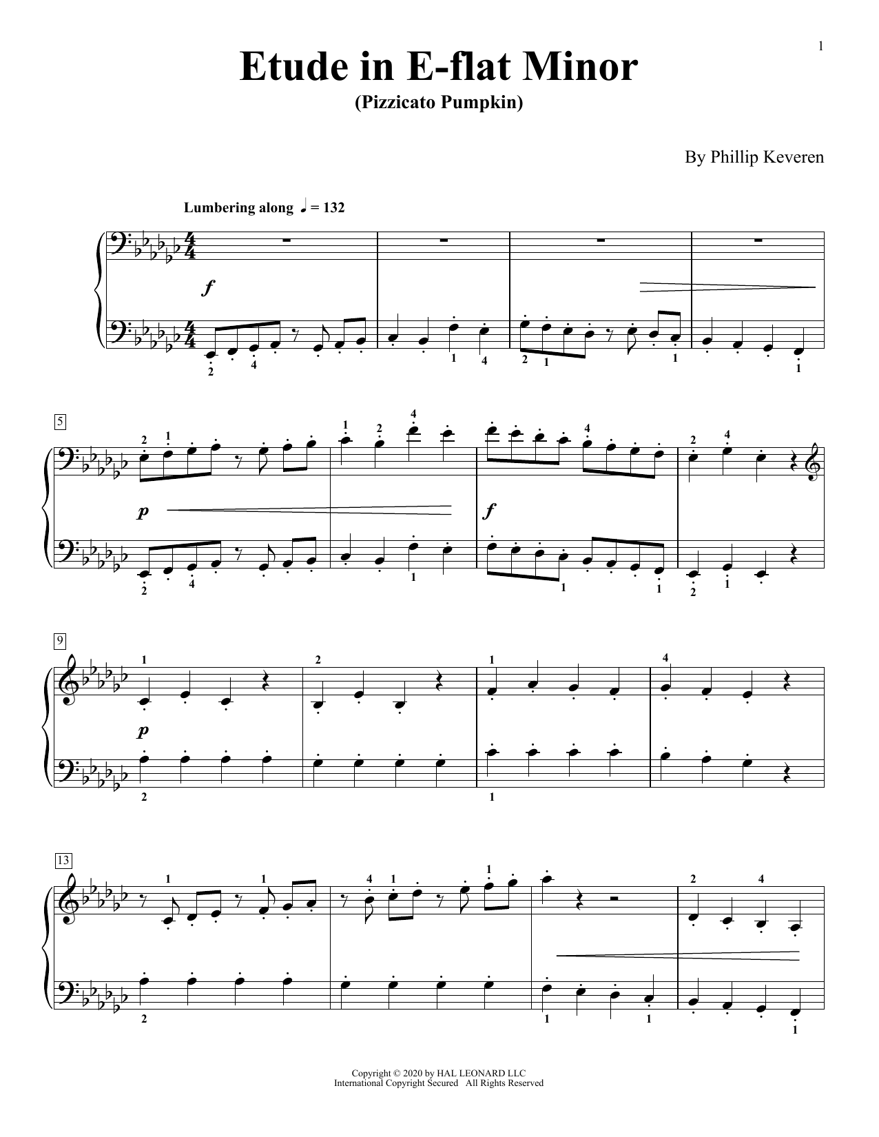 Product gallery: Page 1 of 1 Etude In E-Flat Minor (Pizzicato Pumpkin), Phillip Keveren