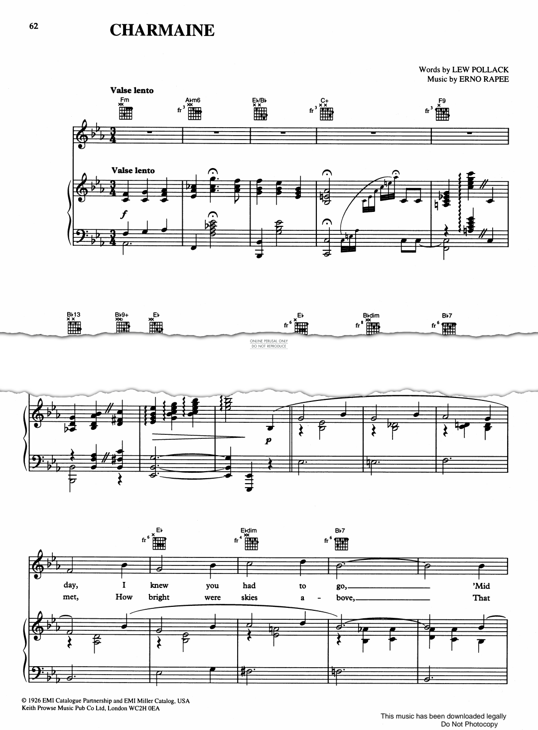 Produktgalerie: Seite 1 von 1 Charmaine, Erno Rapee, Gesang, Gitarre, Klavier