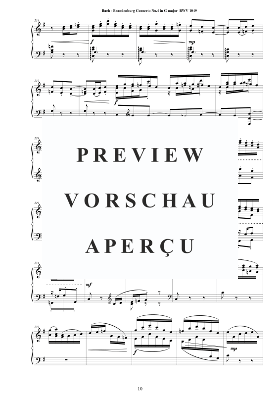 Product gallery: Page 11 of 11 Brandenburg Concerto No. 4 in G major BWV 1049, , Solo Piano