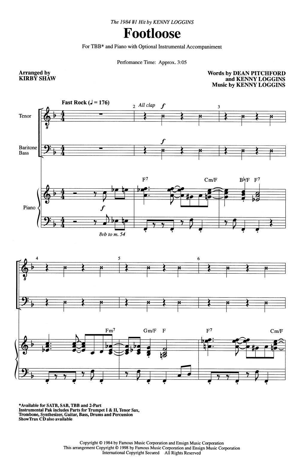 Product picture to: Footloose (arr. Kirby Shaw)
