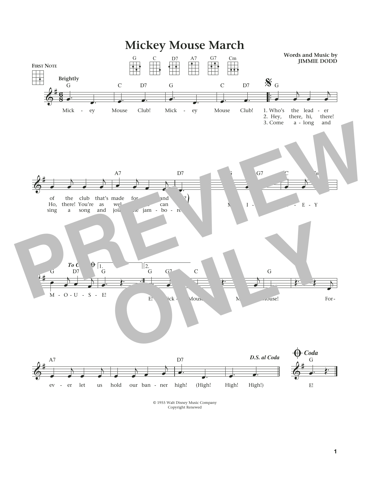 Product gallery: Page 1 of 1 Mickey Mouse March (from The Daily Ukulele) (arr. Liz and Jim Beloff), Jimmie Dodd