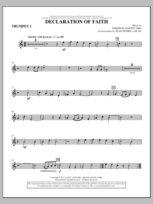 Product picture to: Declaration Of Faith - Bb Trumpet 1