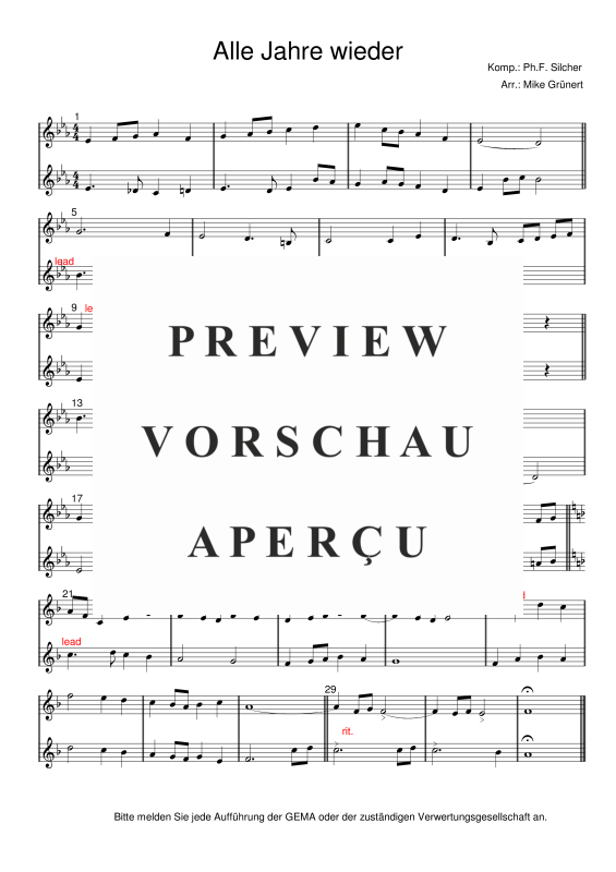 gallery: Deutsche Weihnachtslieder, , 15 Duette für 2 Trompeten oder Instrumente in B