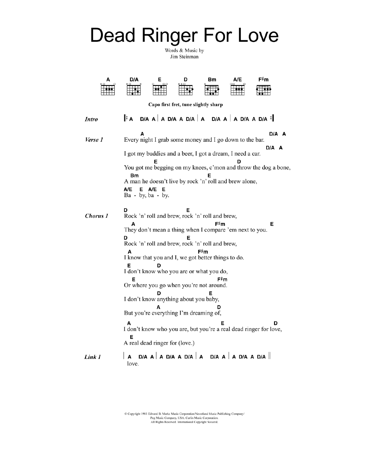 Dead Ringer For Love Online Noten von Cher, Meat Loaf smd358482
