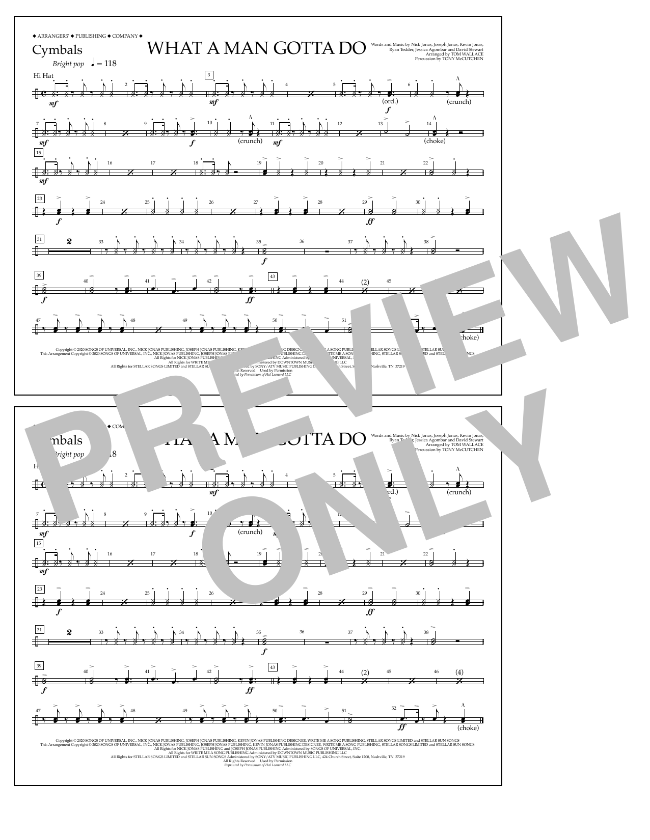 Product picture to: What a Man Gotta Do (arr. Tom Wallace) - Cymbals
