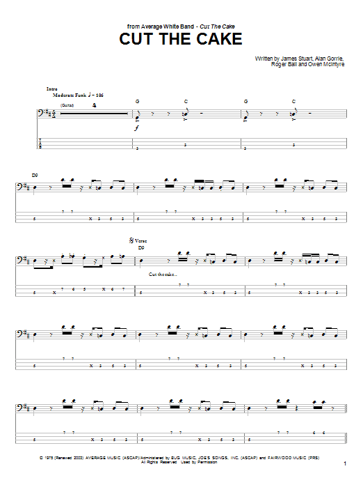 Produktgalerie: Seite 1 von 1 Cut The Cake, Average White Band, E-Bass