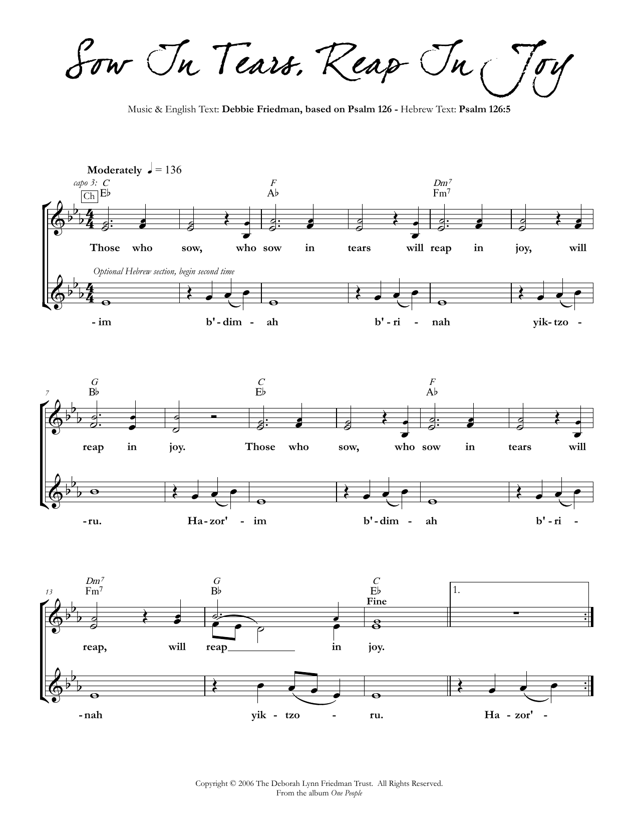 Product gallery: Page 1 of 1 Sow In Tears, Reap In Joy, Debbie Friedman