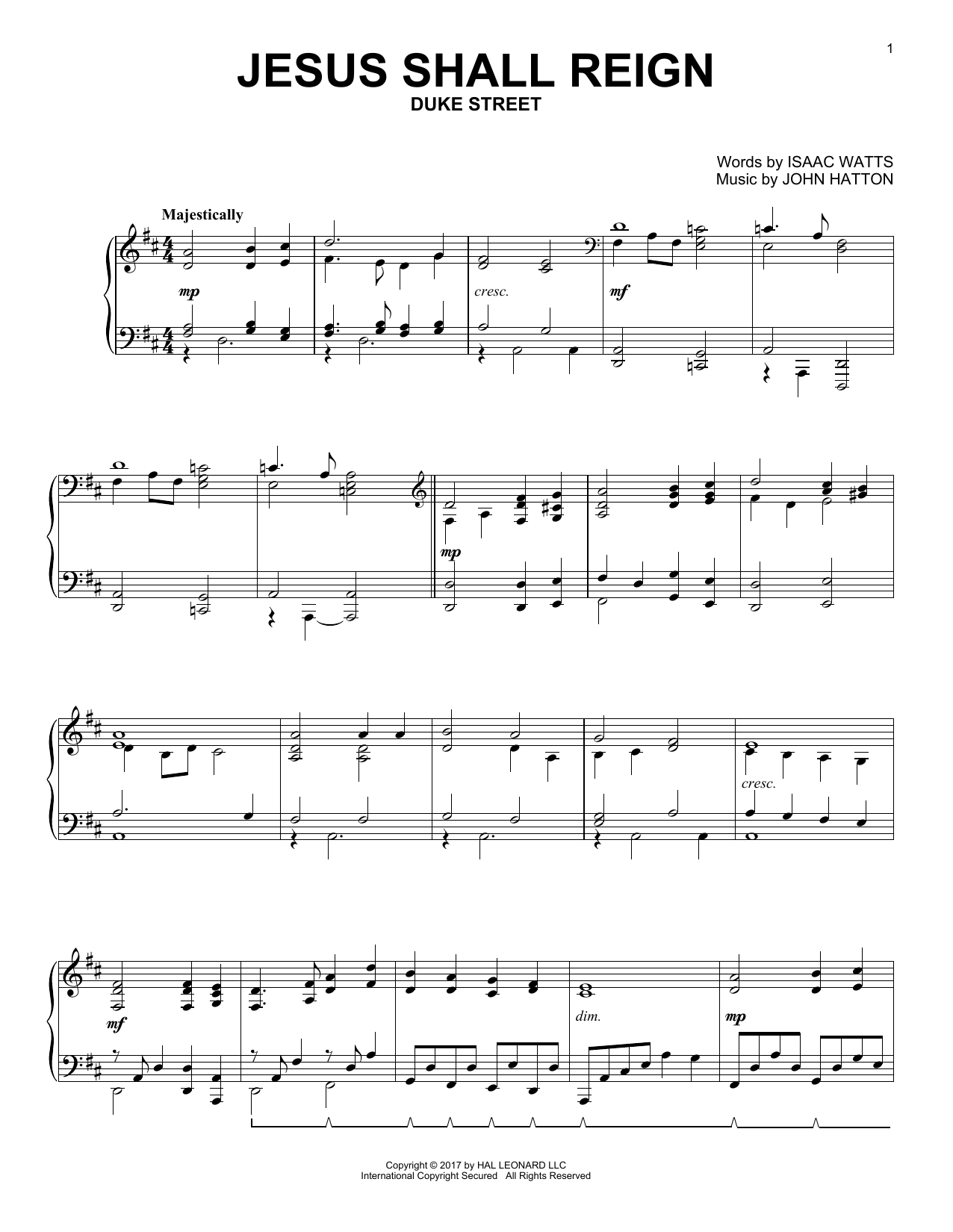 Product gallery: Page 1 of 1 Jesus Shall Reign, John Hatton