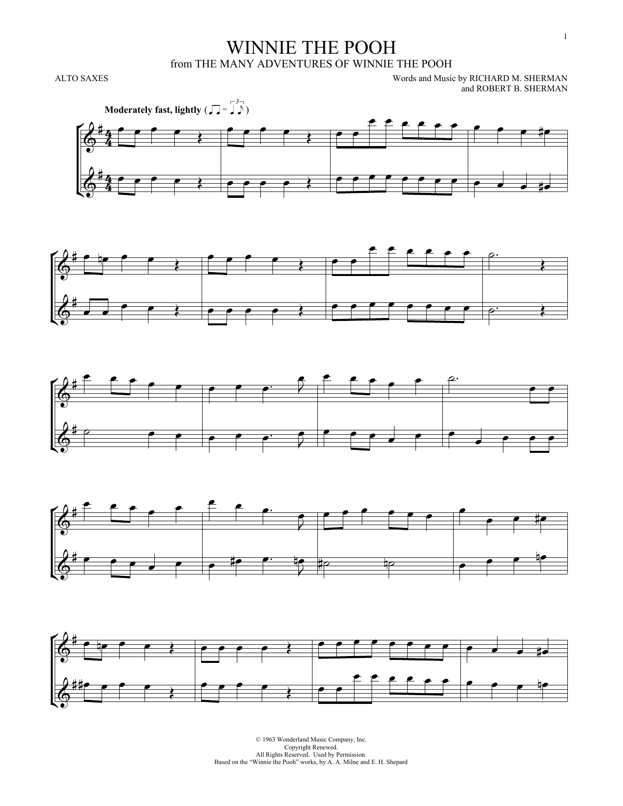 Product gallery: Page 1 of 1 Winnie The Pooh (from The Many Adventures Of Winnie The Pooh), Sherman Brothers