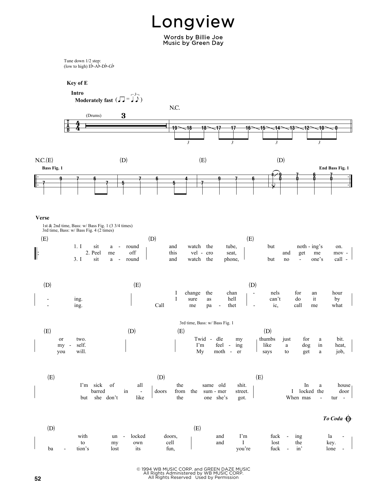 Produktgalerie: Seite 1 von 1 Longview, Green Day, E-Bass, Gitarre