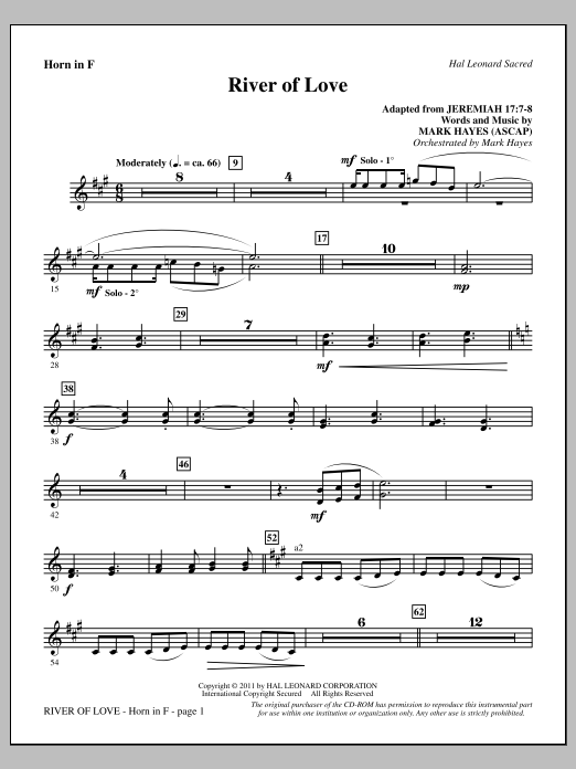 Produktbild zu: River Of Love - F Horn