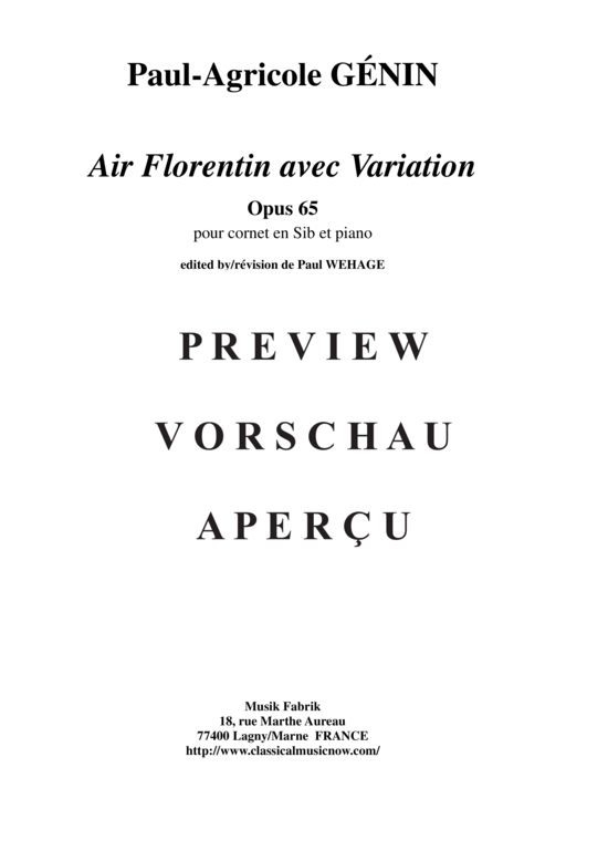 gallery: Air Florentin avec variation, opus 65 , , (Kornett + Klavier)